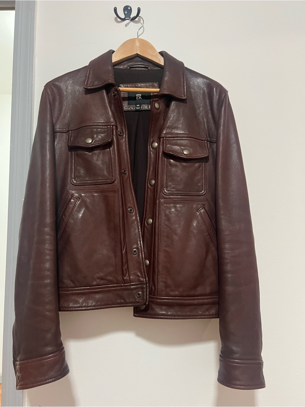 Banana Republic Men's Dark Brown/Burgandy Leather Jacket
